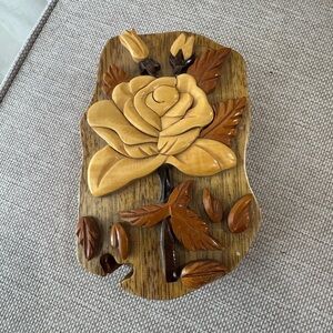 Handcrafted‎ Wood puzzle jewelry box Elegant Wooden Rose Wall Decor